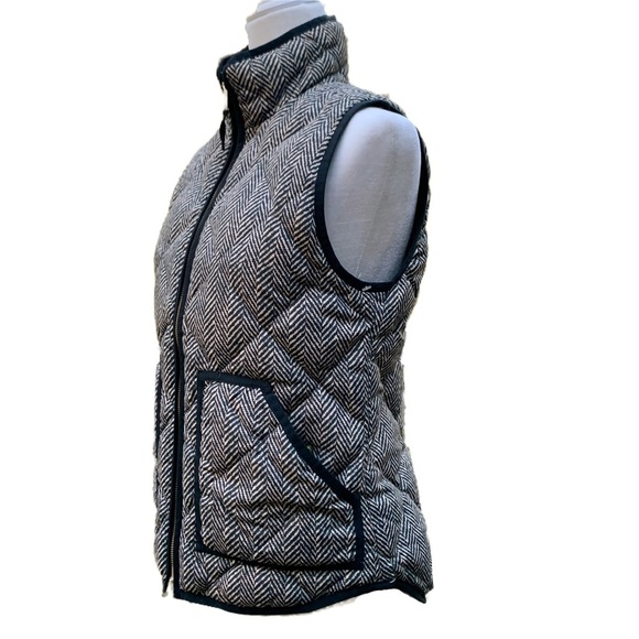J. Crew Down Puffer Vest XS Black Tan - Picture 4 of 12
